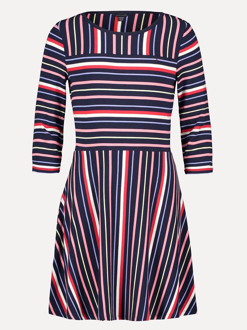 Lány Tommy Hilfiger Big Map Stripe Dresses Kék | HU 1728MQZ